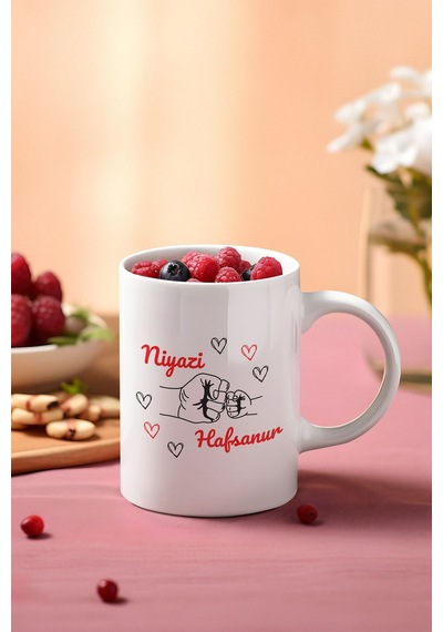 Baba-kız, Baba-oğul El Ele Temalı-kişiselleştirilebilir Hediyelik Beyaz Kupa Bardak