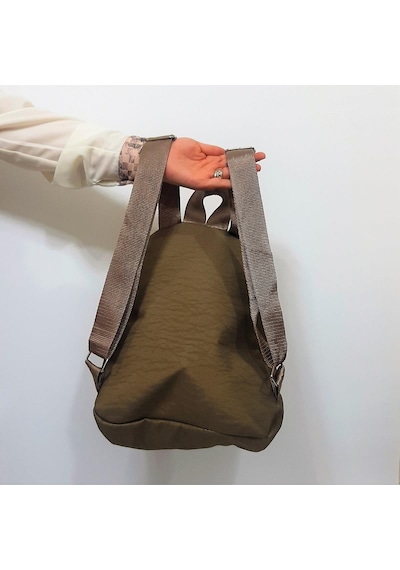 Fiyra S1 Camel Renk Krinkıl Kumaş Dört Bölmeli Bayan Sırt Çantası 001