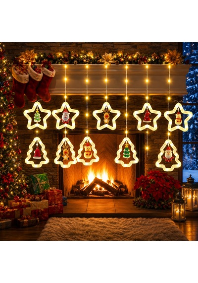 Yüksek Kalite 3.30 Metre Gün Işığı Noel Salkım Led Işık 10 Dal Çam Ağacı Yıldızlı Figürlü Salkım Işık