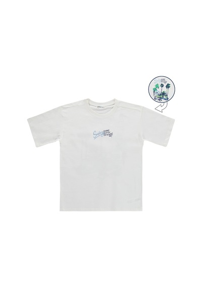 Civil Boys Home Sırt Baskılı 10-13 Yaş Tişört - Kırık Beyaz