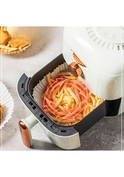 50 Adet 20 Cm Air Fryer Pişirme Kağıdı Tek Kullanımlık Yağ Geçirmez Yuvarlak Tabak Model Pvc Krem