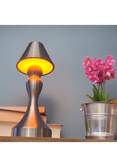 Upway Sarjlı Ayarlanabilir Işıklı 3 Modlu Retro Silver Metal Dokunmatik Fonksiyonel Masa Lambası Gümüş