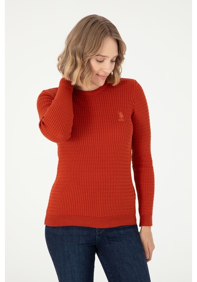 U.S. Polo Assn. Kadın Kiremit Bisiklet Yaka Kazak 50288979-VR031 U.S. Polo Assn. Kadın Kiremit Bisiklet Yaka Kazak 50288979-VR031