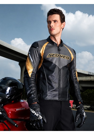 Scoyco Jk187 Motosiklet Montu Deri 4 Mevsim Oxford 600-d Dayanıklı Kumaş Motorcu Mont Black-gold