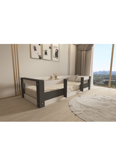 Herseycik Ninnimo Montessori 90X190 Yatak Uyumlu Karyola M7-14 Antrasit - Beyaz