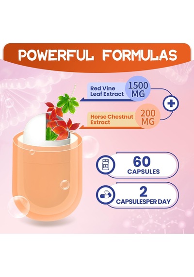 İngreens Red Vine Leaf Extract 1700mg & Horse Chestnut Extract Supports Vein Skin Health 60 Caps