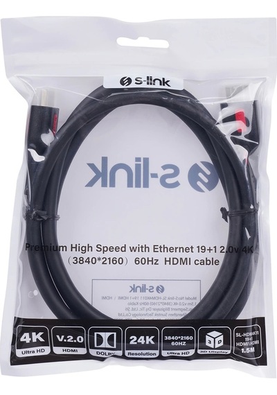 S-lınk Sl-hdm4k011 19+1 Hdmı To Hdmı 1.5m V2.0 4k 3840 2160 60hz Kablo