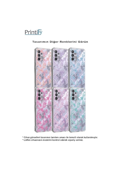 Huawei P Smart s Kamera korumalı Kapak Floral Tasarımlı Şeffaf Kılıf