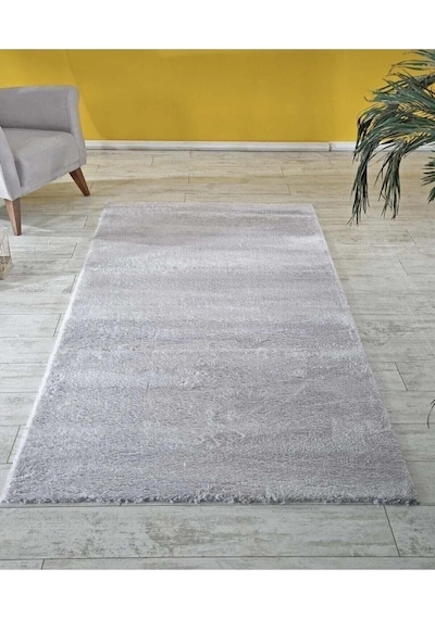 Raschel Carpet Kesme Yolluk Kaymaz Taban Yumuşak Peluş Halı Açık Gri Açık Gri
