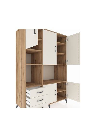 Kronos Dolap 9 Raflı 3 Çekmeceli 5 Kapaklı 132x59x195 Çam-ayt... Çam