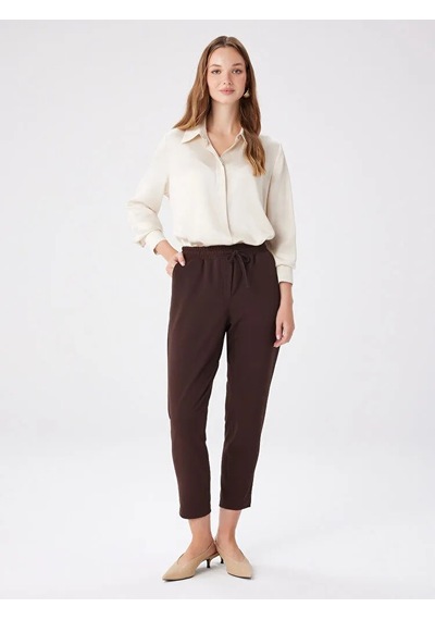 Faik Sönmez Comfort Fit Krep Örme Kadın Pantolon Bw27pnt002 Kahve