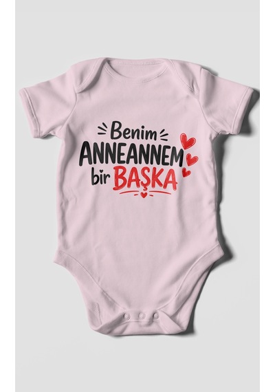 Morivokids Anneannem Bir Başka Kısa Kollu Bebek Body %100 Pamuk Bebe Pembe