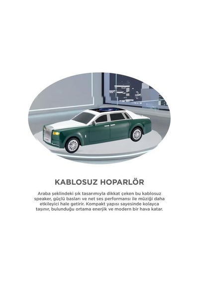 Ev Hediyesi Stil Sahibi Kablosuz Ses Bluetooth Hoparlör Araba Tasarımlı D82 Yeşil 15w
