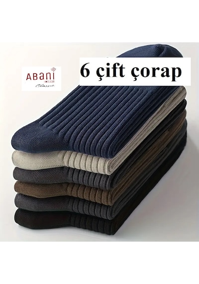 Abani Classic 6 Çift Erkek Havlu Çorap Kışlık Havlu Kalın Çorap