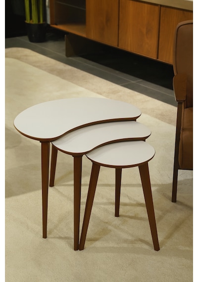 Berlin 3'lü Zigon Sehpa &100 Mdf Beyaz