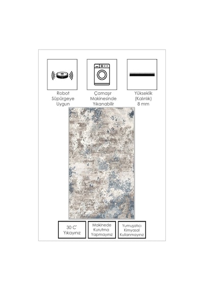 West Home Dijital Baskı Yıkanabilir Kaymaz Taban Leke Tutmaz Mutfak Halısı Salon Halısı Ve Yolluk Wh 245 Turkuaz