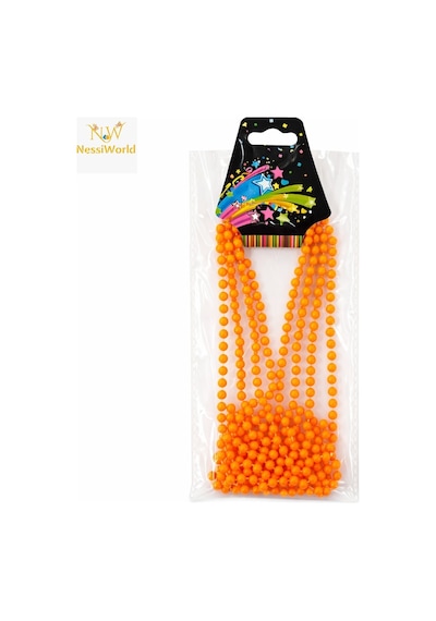Neon Turuncu Boncuk Kolye 80 Cm Retro 80 Ler 90 Lar Parti Aksesuarı Çocuk