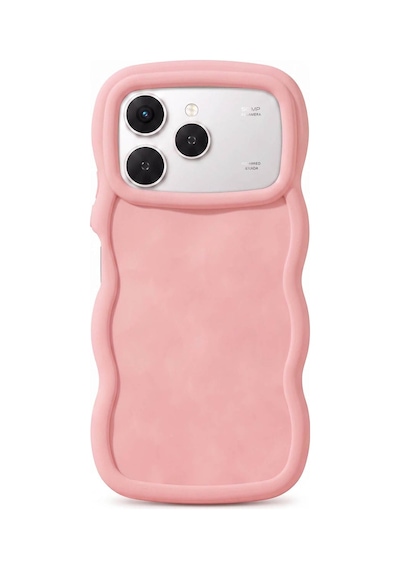 Tecno Spark40-4g Km5 Uyumlu Dalgalı Tasarım Kamera Korumalı Mat Silikon Telefon Kılıfı-54228 Pembe