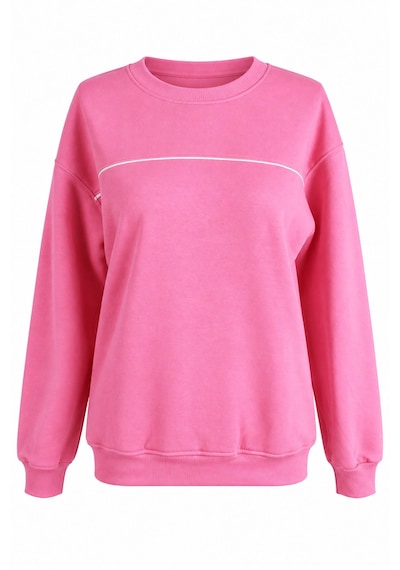 Trender O Yaka 3 İp Biyeli Pembe Kadın Sweatshirt 27kdt1000015