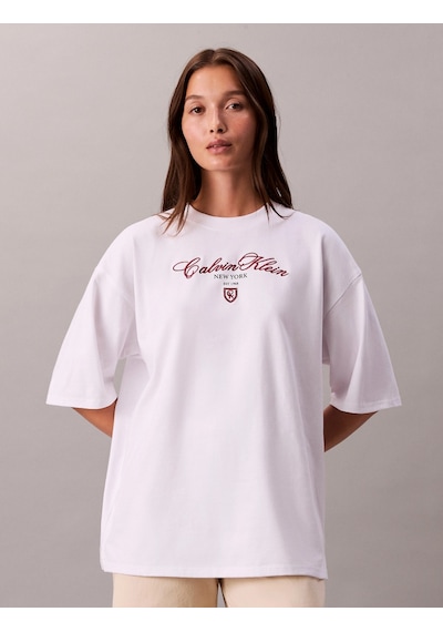 Calvin Klein Kısa Kollu Oversize Ck Ny Kadın Beyaz T-shirt Lv047e232g-yaa Beyaz