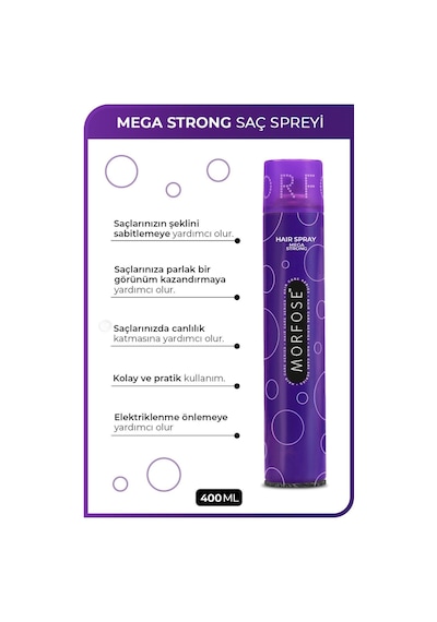 Saç Spreyi 400ml Mega Strong Mor