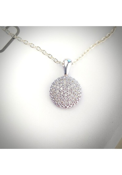 Yuvarlak Kolye Kadın Full Zirkon Taşlı Silver Kolye 45cm Gümüş