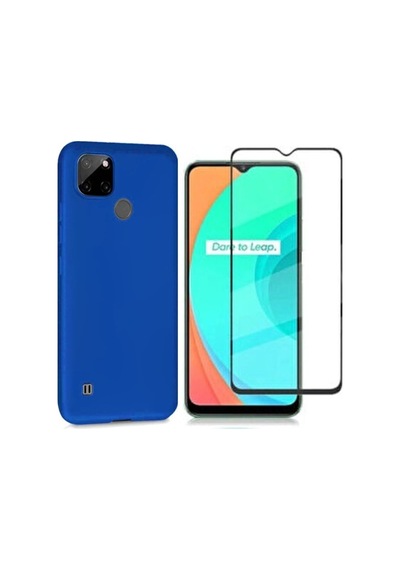 Oppo Realme C25y Kılıf Esnek Ince Soft Tasarım Dayanıklı Kılıf Ve Tam Kaplayan Ekran Koruyucu Col178277-mavi