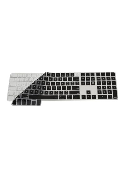 Apple Magic Keyboard 3 A2520 Numeric Klavye Koruyucu Us Ansı Yatay Enter Uyumlu Ultra İnce Silikon Kaplama Şeffaf Ve Baskılı Seçenekler Keyboard Protector Siyah
