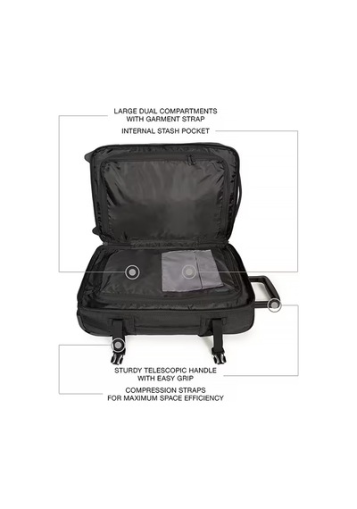 Eastpak Kabin Boy Valiz Ultra Hafif, Geniş Hacimli, Dayanıklı Kumaş, Sessiz Tekerlekli Ek00094d80w1 Siyah
