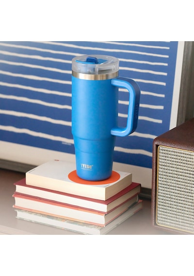 Tyeso Qq Termos Sızdırmaz Pipetli Çift Duvarlı Vakumlu 1200ml TS-8868M Mavi