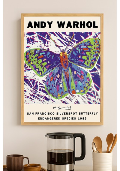 Andy Warhol Doğal Ahşap Çerçeveli Poster, Dekoratif Sanatsal Duvar Tablosu