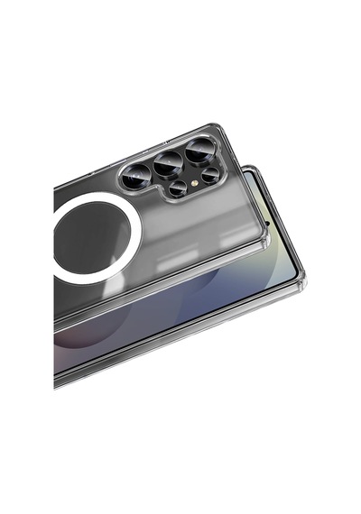 Samsung Galaxy  Uyumlu - S25 Ultra Kılıf Magneticsafe Şeffaf Silikon - Şeffaf