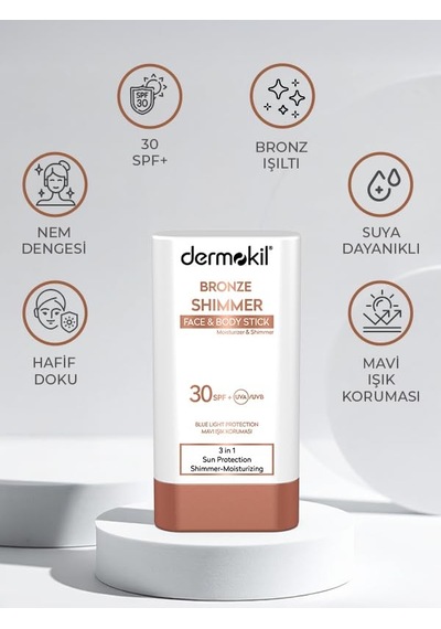Dermokil Bronze Shimmer Face Ve Body Stick Spf 30 20 Gr Sku: Smg8690010495327 Açık Bej