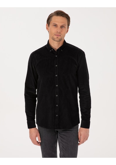Pierre Cardin Siyah Regular Fit Uzun Kollu Gömlek 50310139-vr046