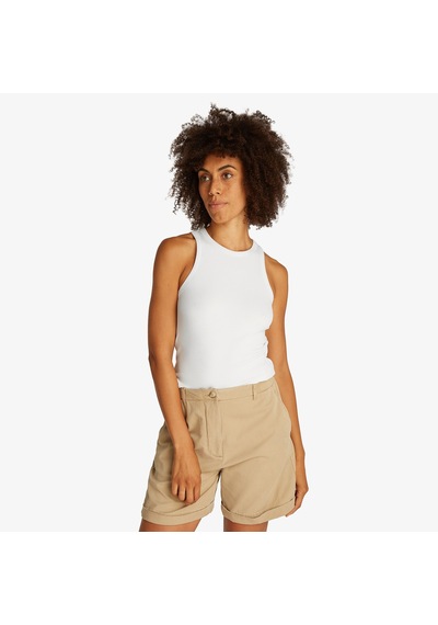 Tommy Hılfıger Tommy Hilfiger Slim 5x2 Rib Tank Kadın Beyaz T-shirtdüzww0ww38635