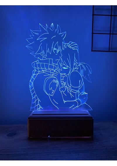 Fairy Tail Lucy - Natsu 16 Renk Gece Lambası Çok Renkli