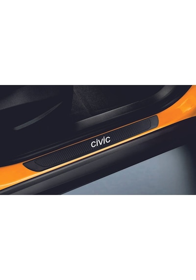 Honda Civic 2007-2012 Modeller Old Karbon Kapı Eşiği 4 Parça Krom Yazılı