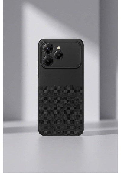 Tecno Spark 40 Uyumlu Kamera Korumalı Silikon Telefon Kılıfı Darbe Emici İçi Kadife Tırtıklı Kaymaz Yüzeyli Yumuşak Kılıf-54280 Siyah