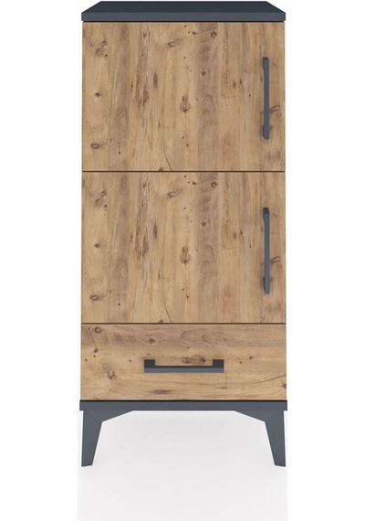 Arges Komodin 4 Raflı Tek Çekmeceli 2 Kapaklı 44x30x96 Antrasit-çam Antrasit