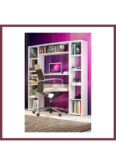 Storeşahin 10 Raflı Çalışma Masası Beyaz Shn0720