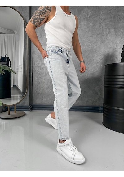 Modefendi Boyfriend Kalıp Yüksek Kalite Kot Pantolon Buz Mavi