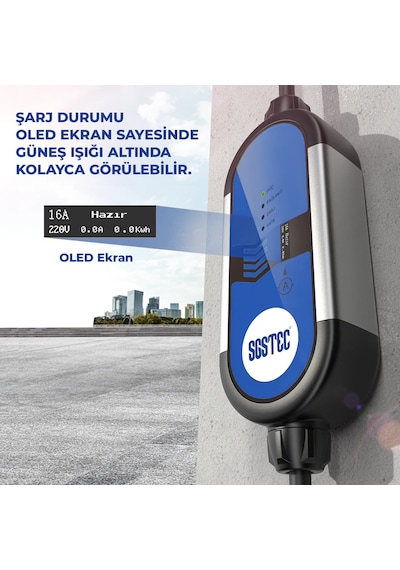 Sgstec Ev Type2 16A Taşınabilir Elektrikli Araç Şarj Cihazı