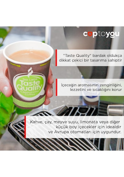 100 Parça Tek Kullanımlık Karton Bardak 6 Oz, Otomat Bardakları 150 Ml, Taste Quality Küçük Kağıt Bardaklar, Pa Diğer