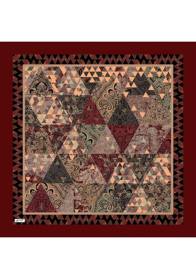 Afvente Paisley Desen Bordo Pamuk Eşarp
