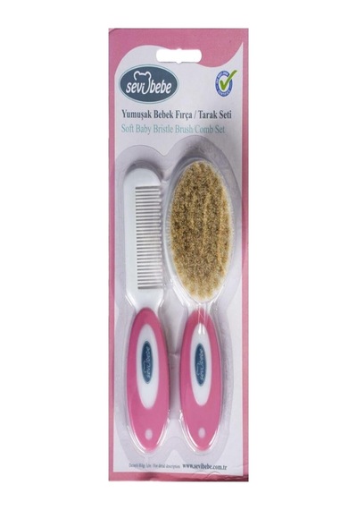 Naturel Fırça Tarak Pembe
