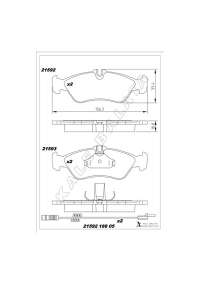 Kale-balata Fren Balatası Arka Mercedes Sprınter B901 B904 . Vw Lt 28-35-46 21592-a00-00-kd20 A0024204020 2d0698451