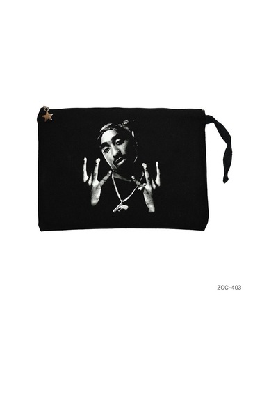 Zepplin Giyim Tupac Shakur West Side Siyah Clutch Astarlı Cüzdan / El Çantası