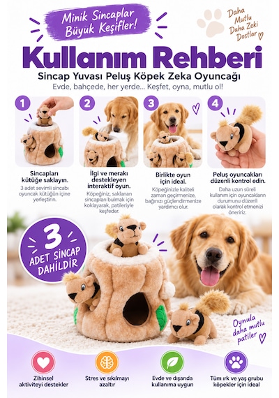 Outward Hound Hide A Squirrel Small Sincap Yuvası Peluş Köpek Zeka Oyuncağı
