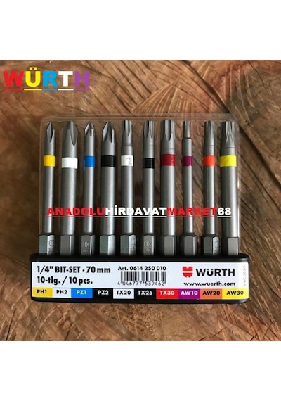 Würth Bits Uç Seti Yıldız Uç Tork Uç 70 MM Cobalt Çelik 10pcs Würth Bits Uç Seti Yıldız Uç Tork Uç 70 MM Cobalt Çelik 10pcs
