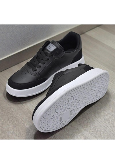 Papatay 1011 Hazır Taban Unisex Spor Ayakkabı Bağcıklı Rahat Sneaker SİYAH-BEYAZ